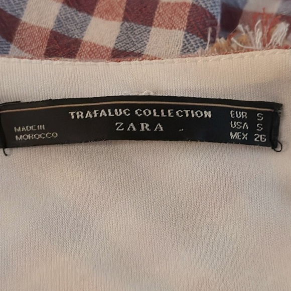 Zara Trafaluc Frayed Checked Summer Dress Size Small 2543/517/050 100%‎ Cotton - Picture 9 of 15